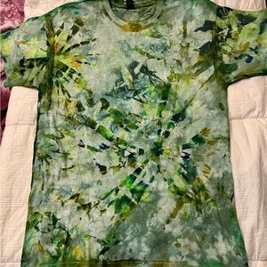 Gildan Green and Blue Tie-Dye T-Shirt